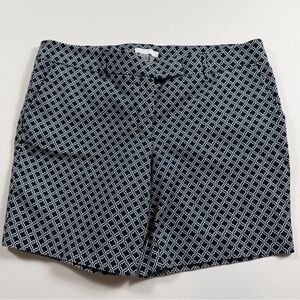 Dalia Navy White Trellis Print Preppy Coastal Resort Shorts | Size 12